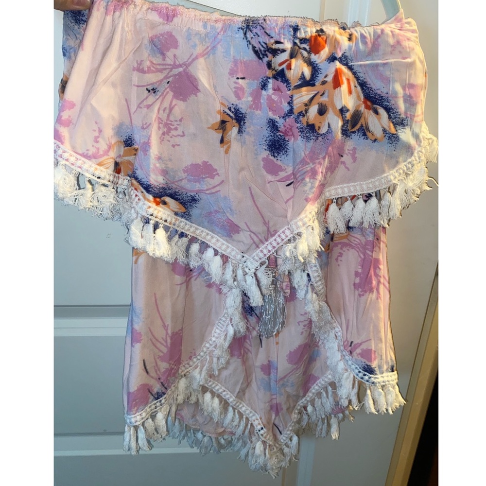 Floral romper with tassels